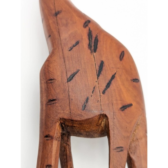 Vintage Hand Carved Wooden Giraffe Figurine Made in Kenya (Repaired) - Picture 12 of 12